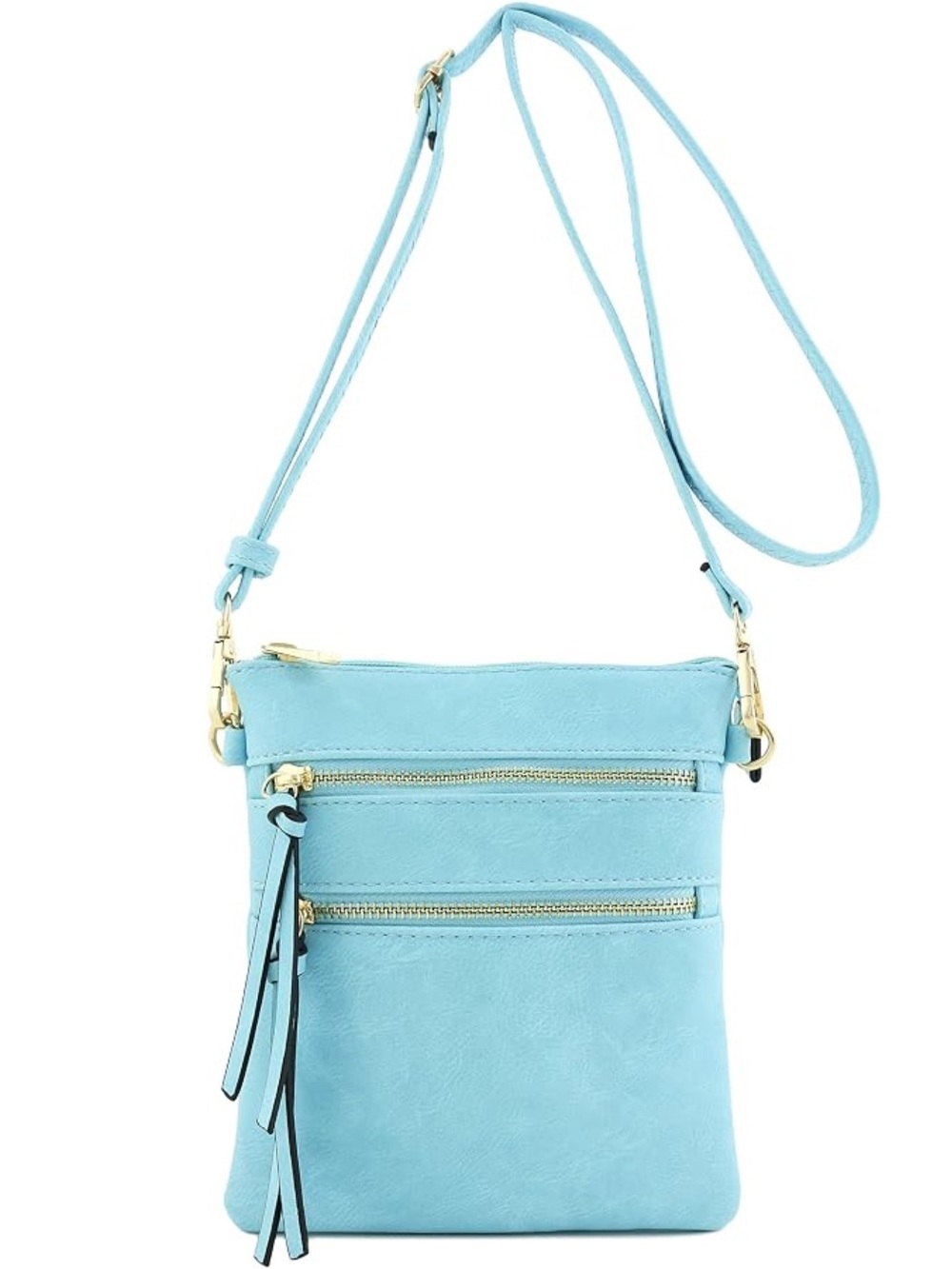 Isabelle | Sky Blue Multi-Zip Crossbody Bag Shoulder Purse